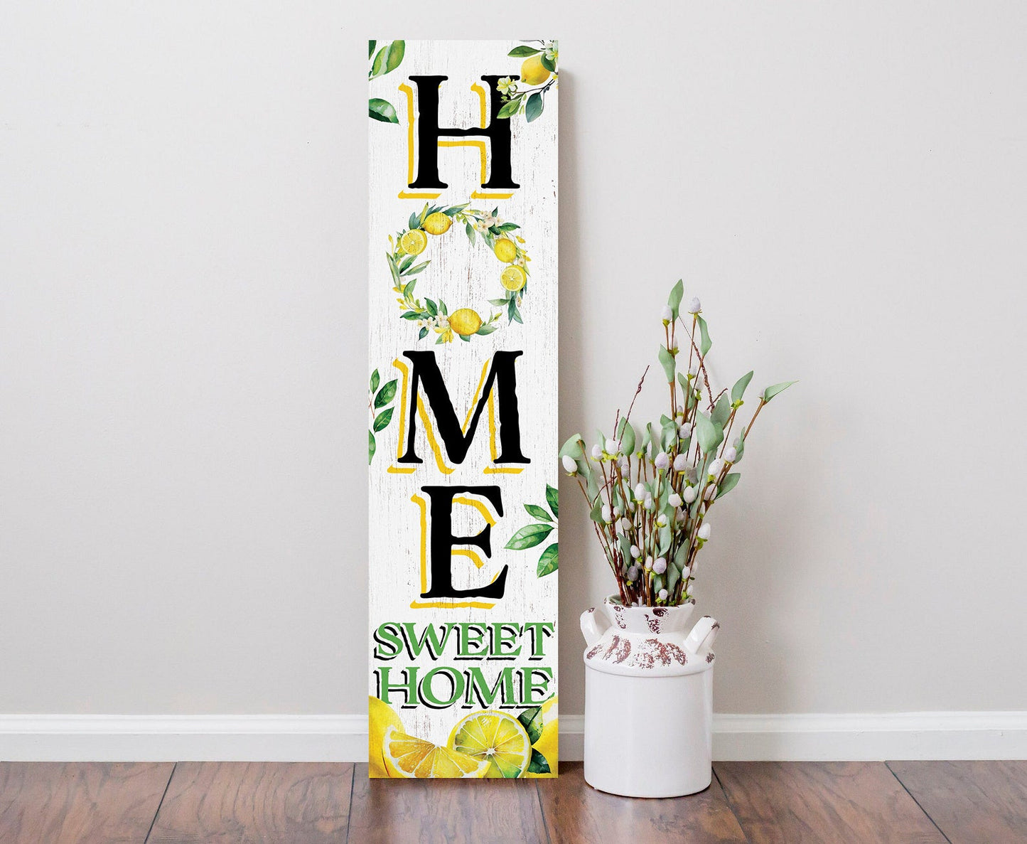 36" Summer Lemon Porch Sign | Rustic Farmhouse Welcome Front Door Decor