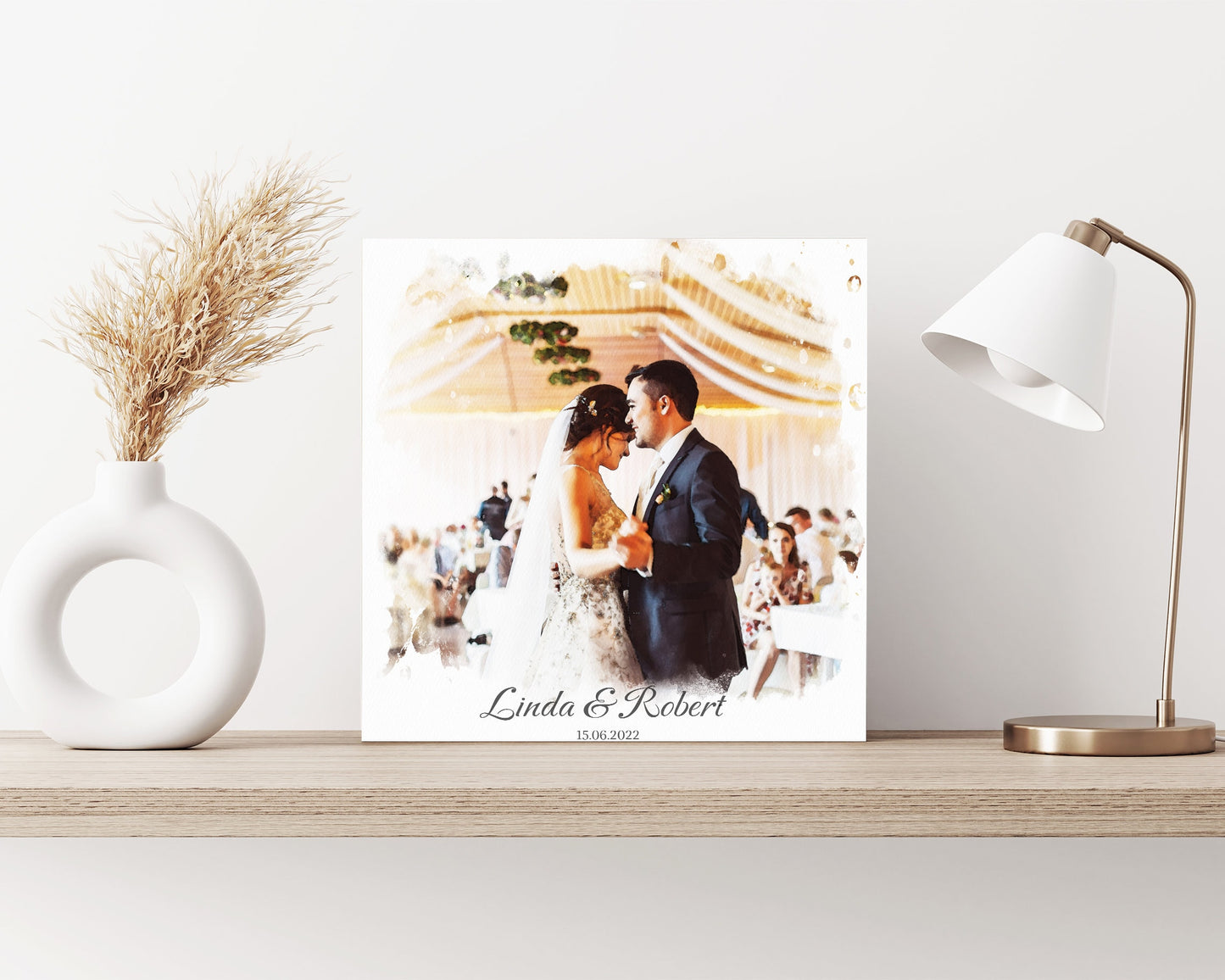 Personalized Wedding Gifts - Customised Watercolour Canvas Print, Couple Portrait from Photo, Perfect Anniversary Gift