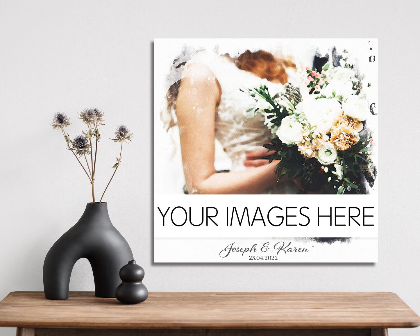 Personalized Wedding Gifts - Customised Watercolour Canvas Print, Couple Portrait from Photo, Perfect Anniversary Gift