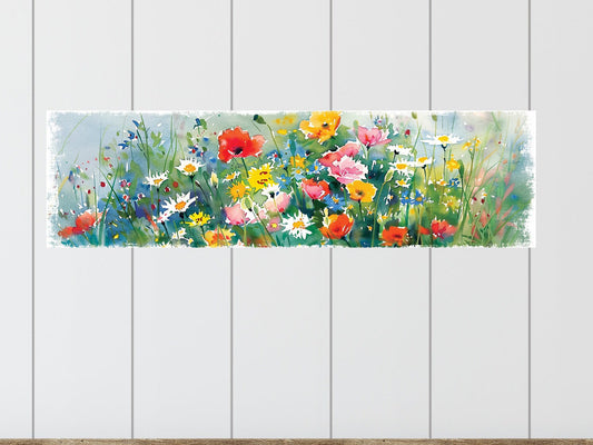 32-inches Spring Watercolor Wildflower Wall Sign | Perfect for Living Room, Entryway, Mantle, Kitchen, Porch, Home Decor