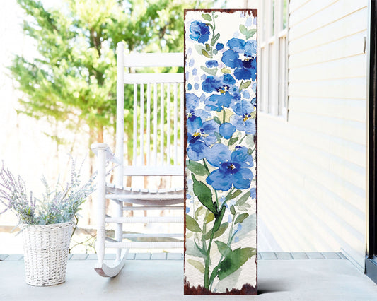 36in Spring Porch Sign | Forget Me Nots Watercolor Floral Decor | Perfect for Living Room, Entryway, Mantle, Porch, and Front Door