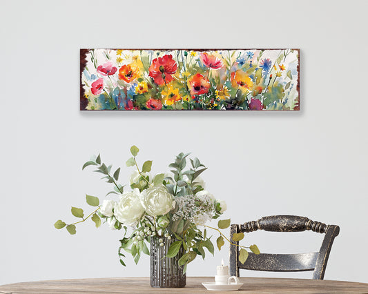 32in Spring Watercolor Wildflower Wall Sign | Perfect for Living Room, Entryway, Mantle, Kitchen, Porch, Home Decor