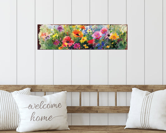 32in Spring Watercolor Wildflower Wall Sign | Perfect for Living Room, Entryway, Mantle, Kitchen, Porch, Wall Decor Sign