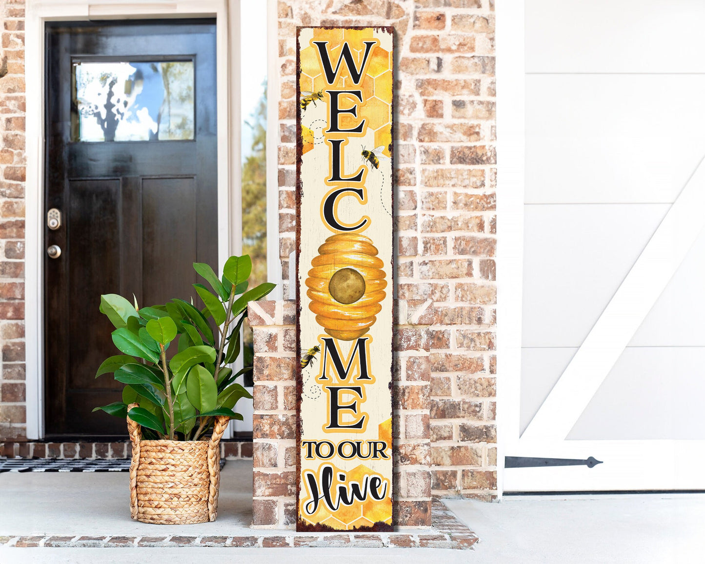 48in "Welcome to Our Hive" Summer Porch Sign | Bee-Themed Home Decor | Perfect for Living Room, Entryway, Mantle, Porch, Front Door