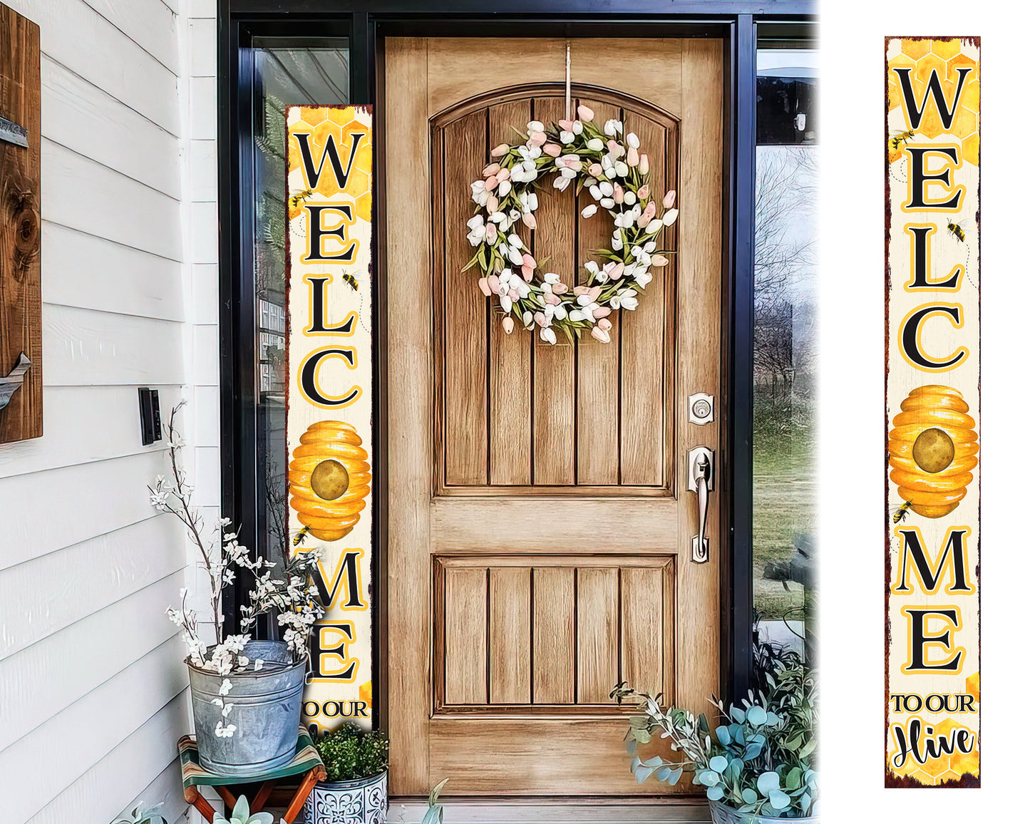 72in "Welcome to Our Hive" Summer Porch Sign | Bee-Themed Home Decor | Perfect for Living Room, Entryway, Mantle, Porch, Front Door