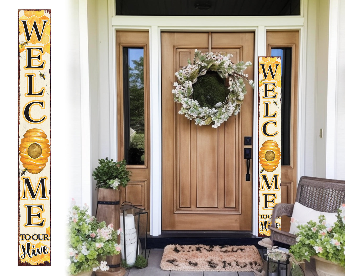 72in "Welcome to Our Hive" Summer Porch Sign | Bee-Themed Home Decor | Perfect for Living Room, Entryway, Mantle, Porch, Front Door