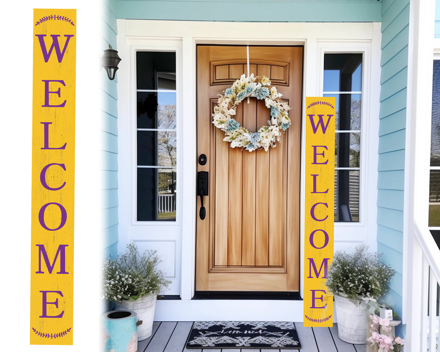 72in Yellow Outdoor Welcome Sign | Rustic Sign | Front Door, Entryway Decor | Foldable, Portable | UV Protected & Sealed