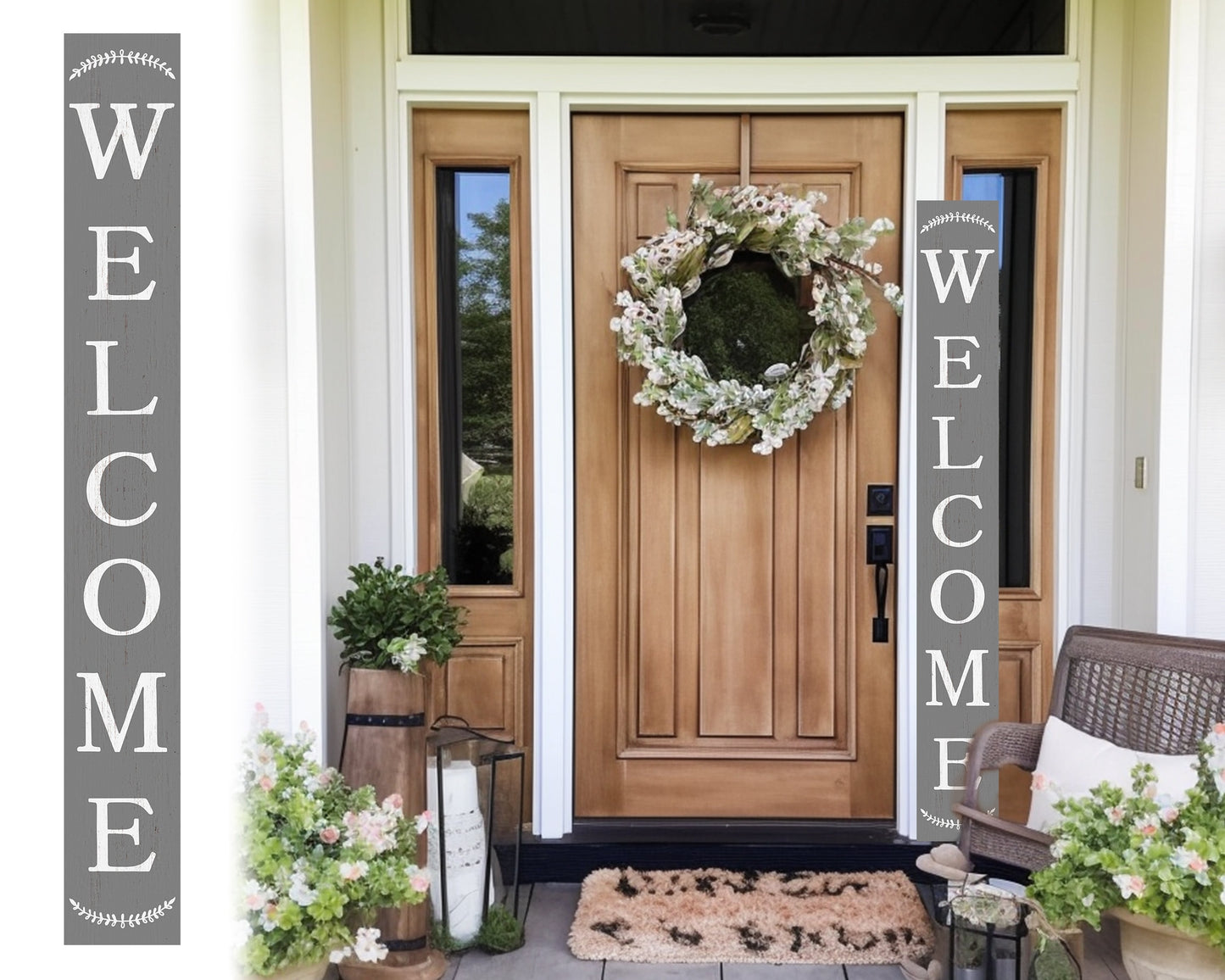 72in Gray Outdoor Welcome Sign | Rustic Sign | Front Door, Entryway Decor | Foldable, Portable | UV Protected & Sealed