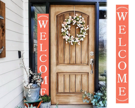 72in Coral Outdoor Welcome Sign | Rustic Sign | Front Door, Entryway Decor | Foldable, Portable | UV Protected & Sealed