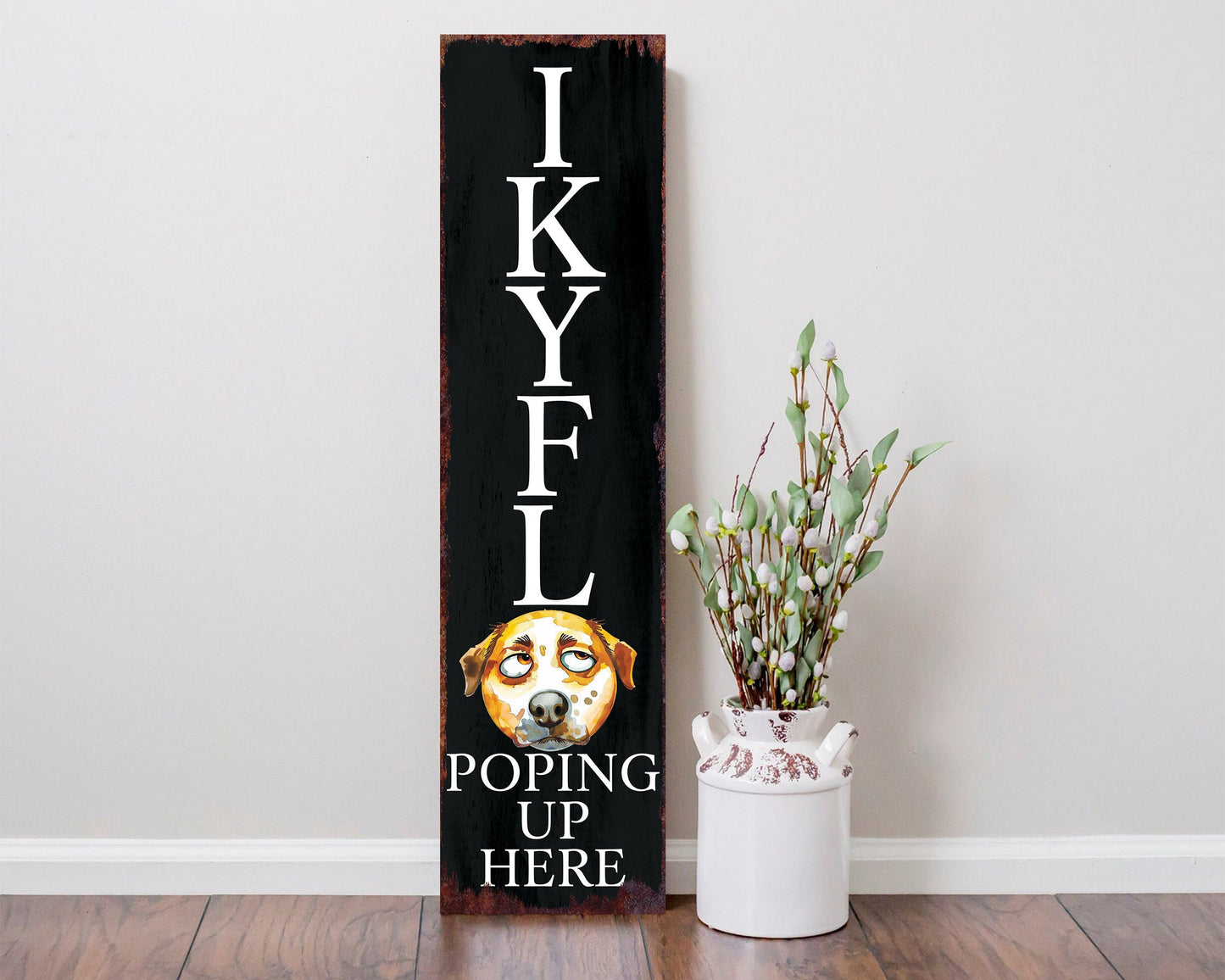 36-Inch Everyday Humor IKYFL Porch Sign Doggy | Front Door Wall Decor | Rustic Farmhouse Outdoor Entryway Display Board