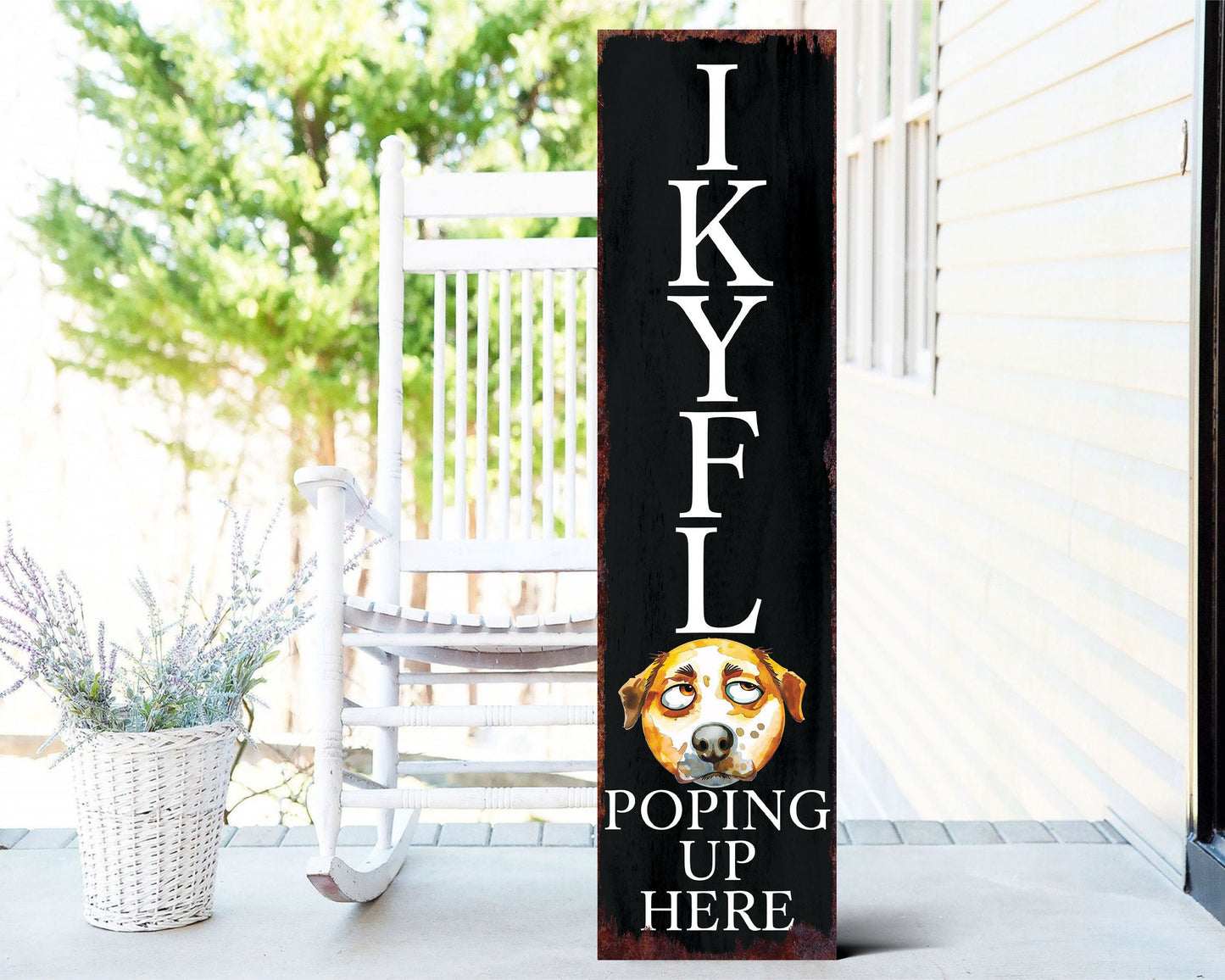 36-Inch Everyday Humor IKYFL Porch Sign Doggy | Front Door Wall Decor | Rustic Farmhouse Outdoor Entryway Display Board