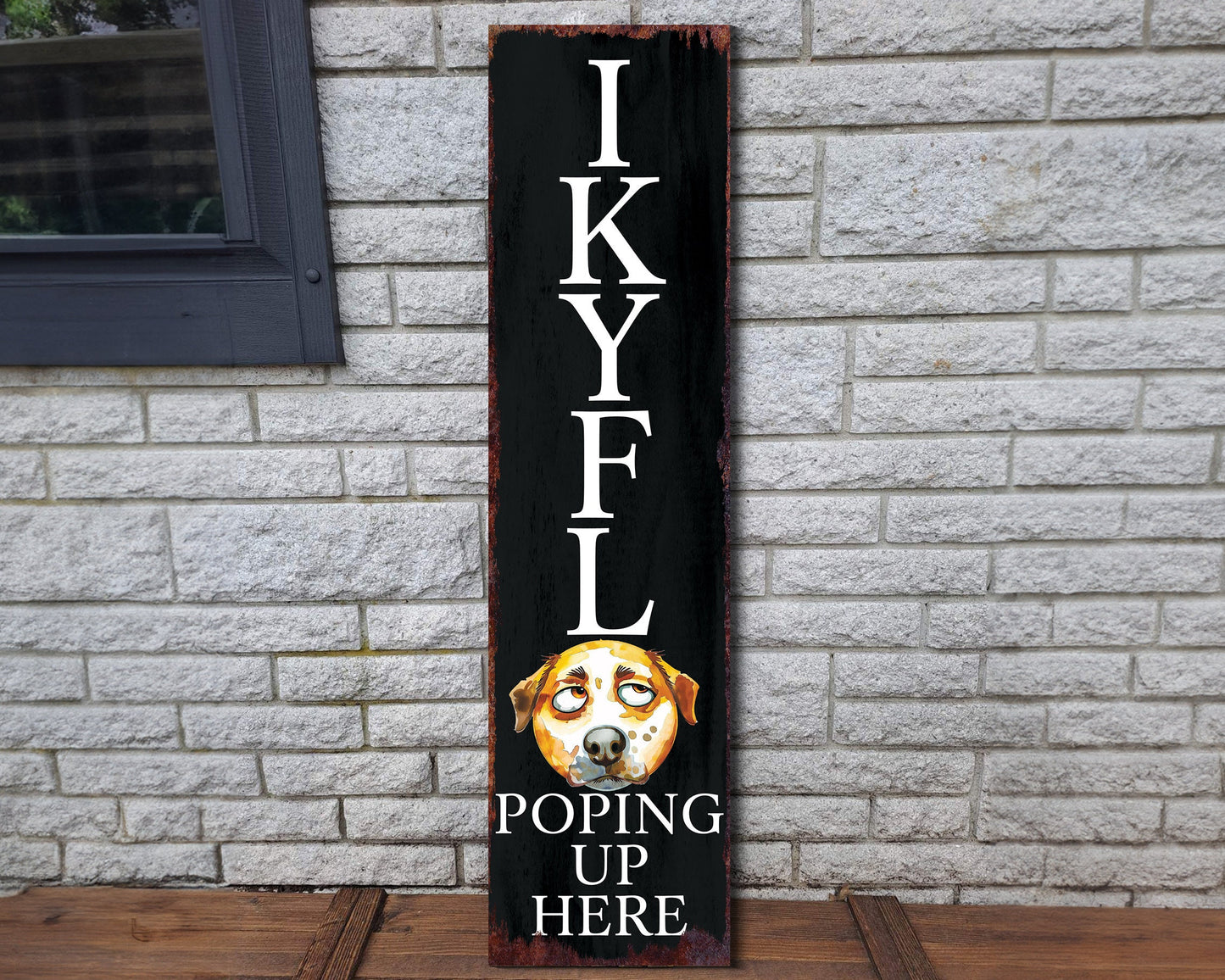 36-Inch Everyday Humor IKYFL Porch Sign Doggy | Front Door Wall Decor | Rustic Farmhouse Outdoor Entryway Display Board