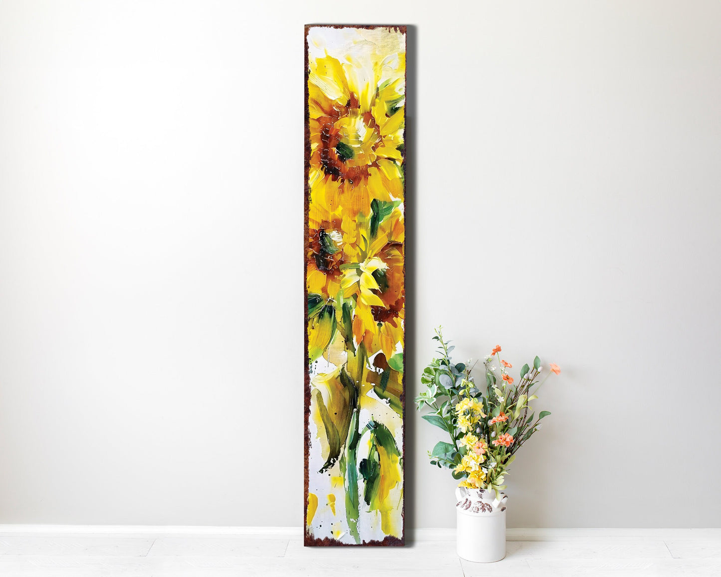 48-inch Summer Oil Sunflower Wooden Porch Sign | Rustic Farmhouse Decor for Door, Wall, Outdoor Entryway Decorative | UV Protected & Sealed