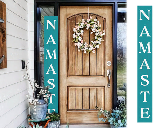 72in Ocean Color Outdoor Namaste Sign - UV Protected, Sealed, Foldable, Portable - Ideal for Front Door and Entryway Decor