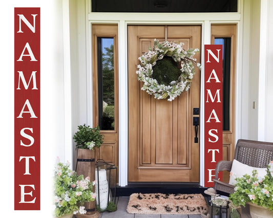 72in Red Outdoor Namaste Sign - UV Protected, Sealed, Foldable, Portable - Perfect for Front Door and Entryway Decor