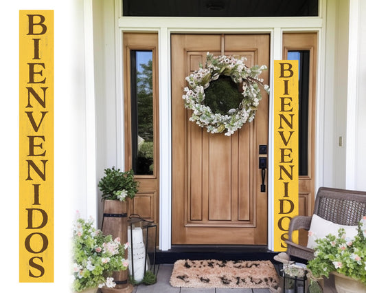 72in Yellow Bienvenido Porch Sign - UV Protected, Sealed, Foldable, Portable - Perfect for Front Door and Entryway Decor