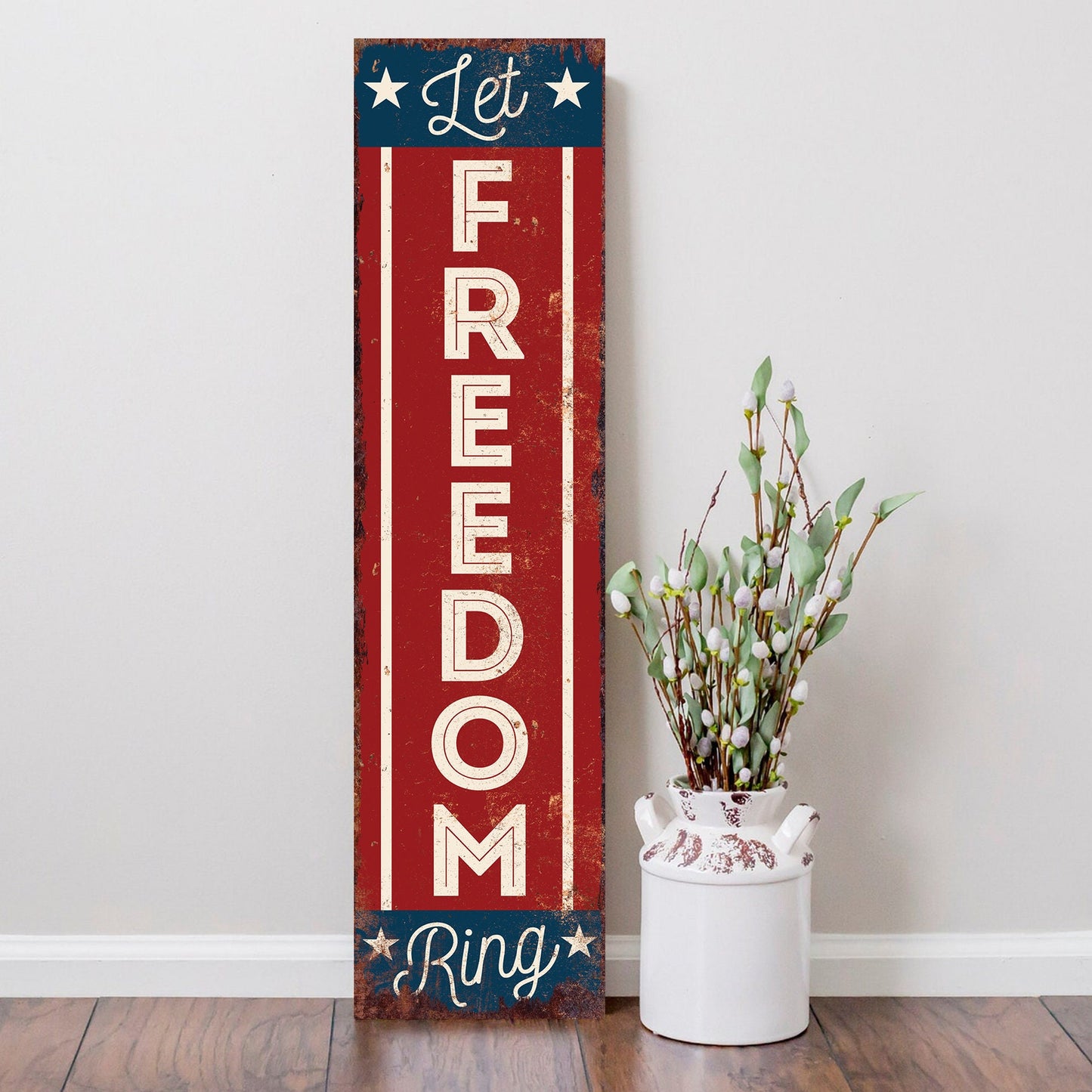 36in 4th of July Porch Sign - Rustic Farmhouse Decor - UV Protected, Sealed, Reversible - Ideal for Door, Wall, Outdoor Entryway