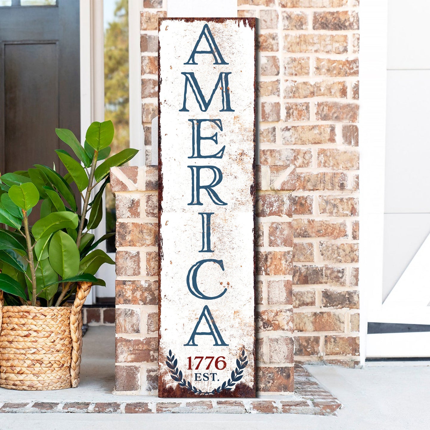 36in 4th of July Porch Sign - Rustic Farmhouse Decor - UV Protected, Reversible - Ideal for Door, Wall, Outdoor Entryway