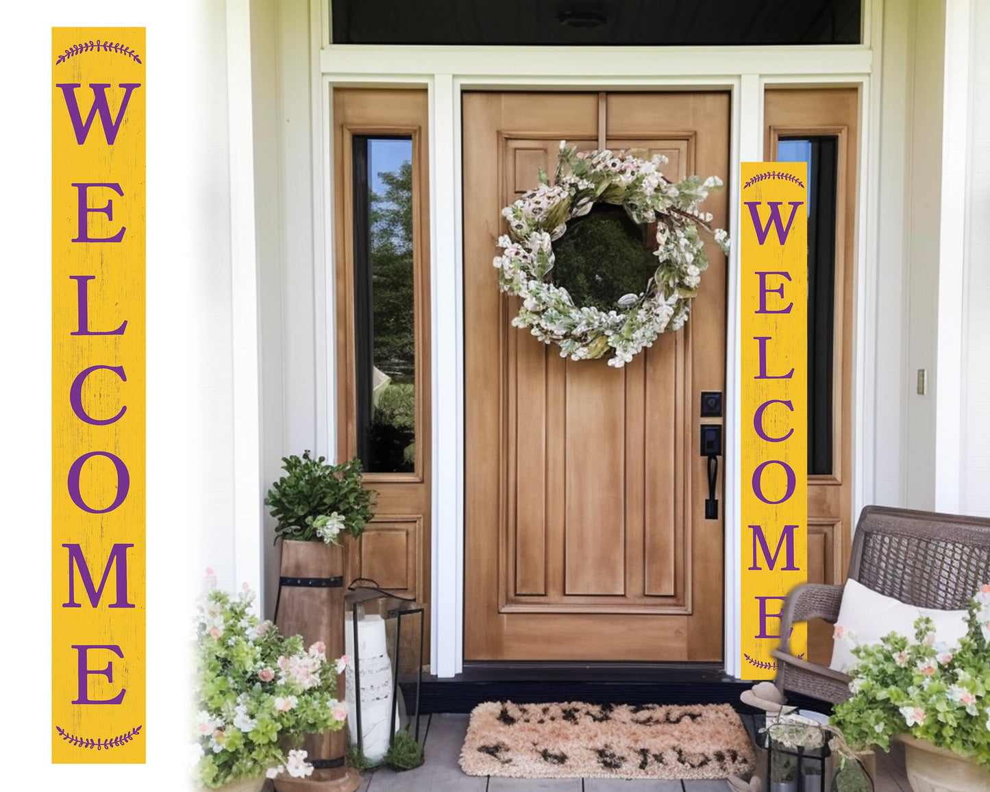 72in Yellow Outdoor Welcome Sign | Rustic Sign | Front Door, Entryway Decor | Foldable, Portable | UV Protected & Sealed