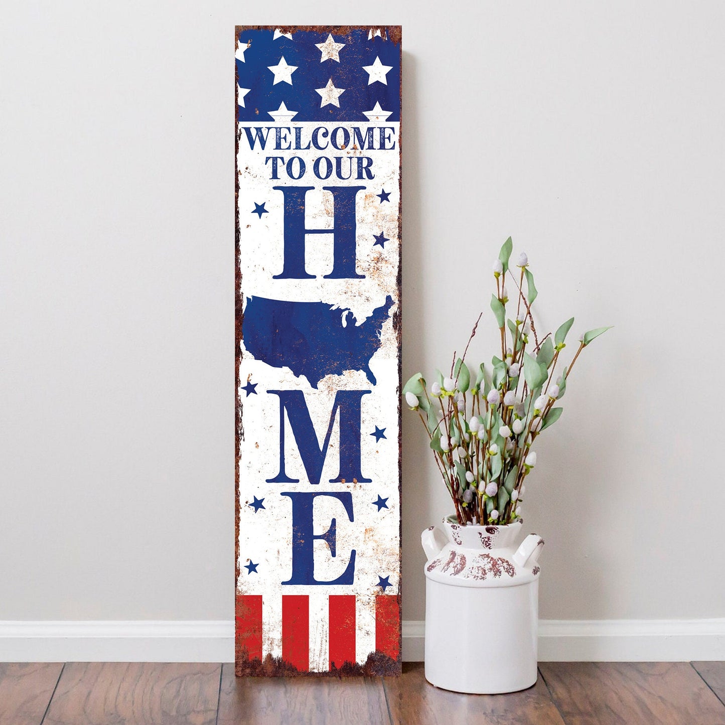 36in 4th of July Porch Sign - Rustic Farmhouse Decorative - UV Protected, Reversible - Ideal for  Mantel,  Outdoor Entryway, Wall, Door