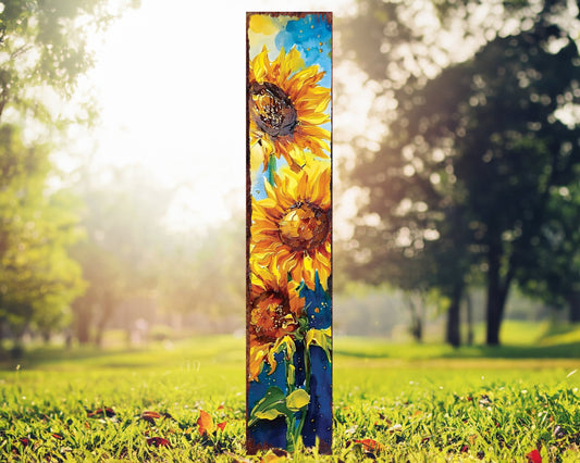 42in Summer Garden Stake - Oil Paint Style Sunflower Decor - Ideal for Outdoor, Yard, and Garden Decorations