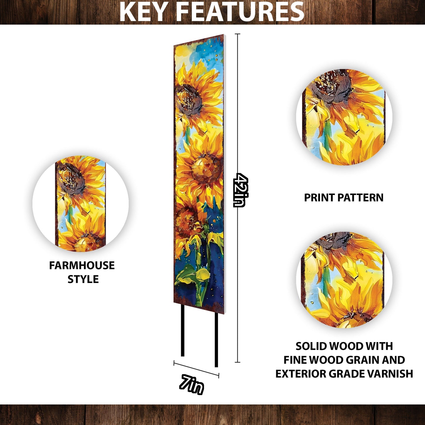 42in Summer Garden Stake - Oil Paint Style Sunflower Decor - Ideal for Outdoor, Yard, and Garden Decorations