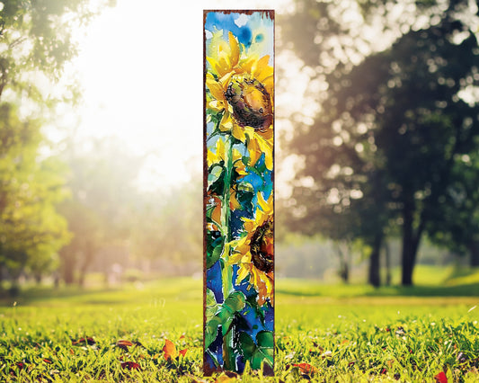 42in Summer Garden Stake - Oil Paint Style Sunflowers Decor - Ideal for Outdoor, Yard, and Garden Decorations