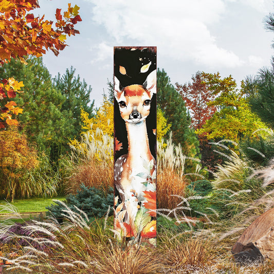 42in Fall Garden Stake - Watercolor Fall Baby Deer Decor - Ideal for Outdoor Decor - Yard Art and Garden Decor