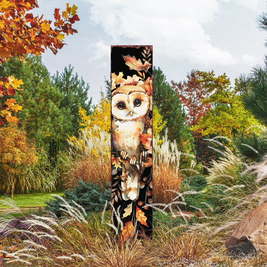 42in Fall Garden Stake - Watercolor Baby Owl - Perfect for Outdoor Decor- Yard Art, and Garden Decoration - Autumn Garden Accent