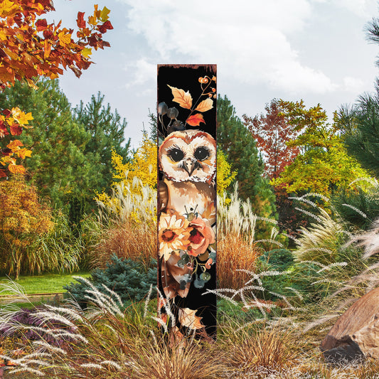 42-inch Fall Garden Stake | Watercolor Baby Owl | Perfect for Outdoor Decor , Yard Art and Garden Decoration , Autumn Garden Accent