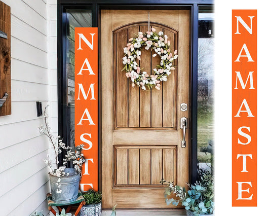 72in Orange Outdoor Namaste Sign - UV Protected, Sealed, Foldable, Portable - Ideal for Front Door and Entryway Decor