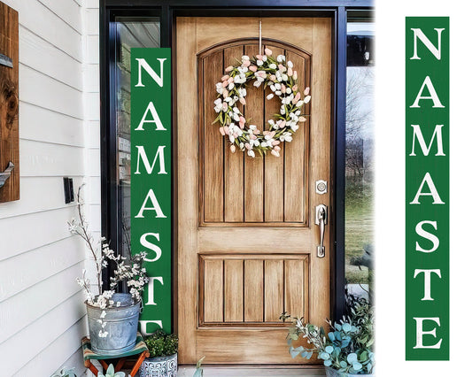 72in Green Outdoor Namaste Sign - UV Protected, Sealed, Foldable, Portable - Ideal for Front Door and Entryway Decor