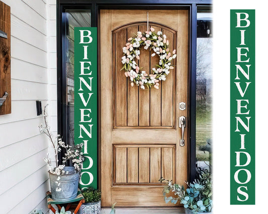 72in Green Bienvenido Porch Sign - UV Protected, Sealed, Foldable, Portable - Perfect for Front Door and Entryway Decor