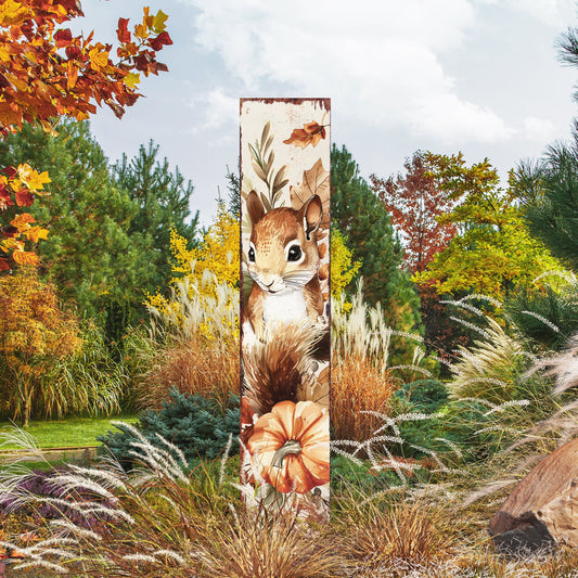 42-inch Fall Garden Stake - Watercolor Baby Squirrel - Perfect for Outdoor Decor | Yard Art and Garden Decoration | Autumn Garden Accent