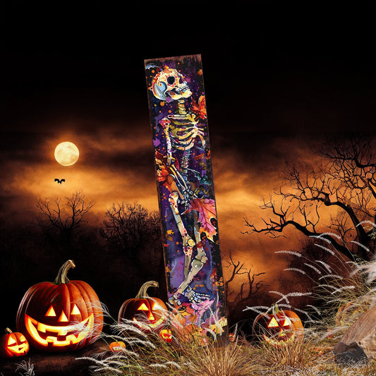 42-inch Halloween Skeleton Garden Stake, Watercolor Style - Perfect for Outdoor Decor on Patio and Lawn - Yard Art and Garden Decoration