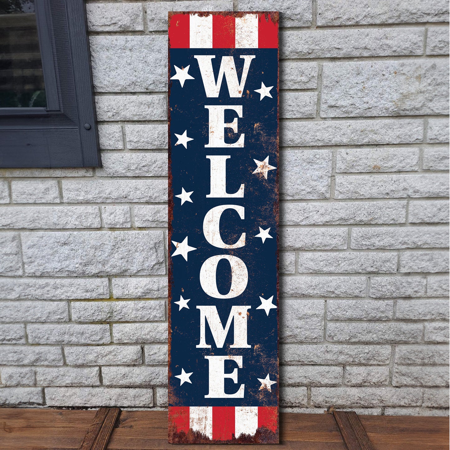 36in 4th of July Porch Sign - Rustic Farmhouse Decor - UV Protected, Reversible - Ideal for Door, Wall, Outdoor Entryway