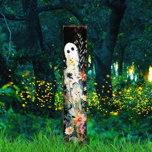 42in Halloween Watercolor | Ghost Wildflower Garden Stake | Wooden Halloween Decor | Perfect for Outdoor Decor on Patio and Lawn