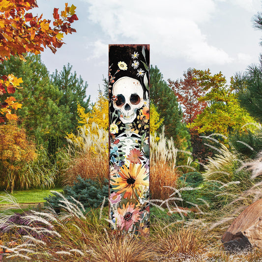 42in Halloween Garden Stake | Wooden Decor | Watercolor Skeleton | Outdoor Patio & Lawn Decoration - Wildflower Halloween Decor