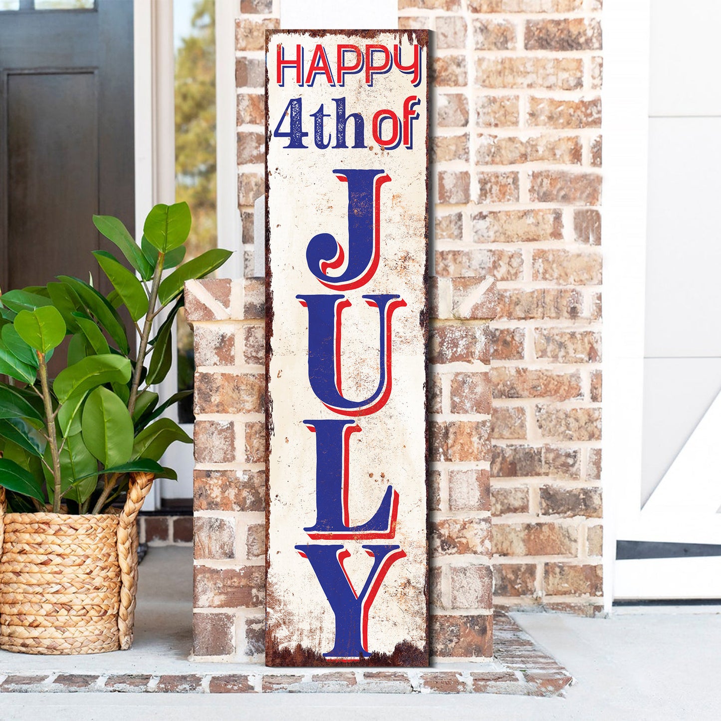 36in 4th of July Porch Sign - Rustic Farmhouse Decor - UV Protected, Reversible - Ideal for Door, Wall, Outdoor Entrywayï¼ Fireplace