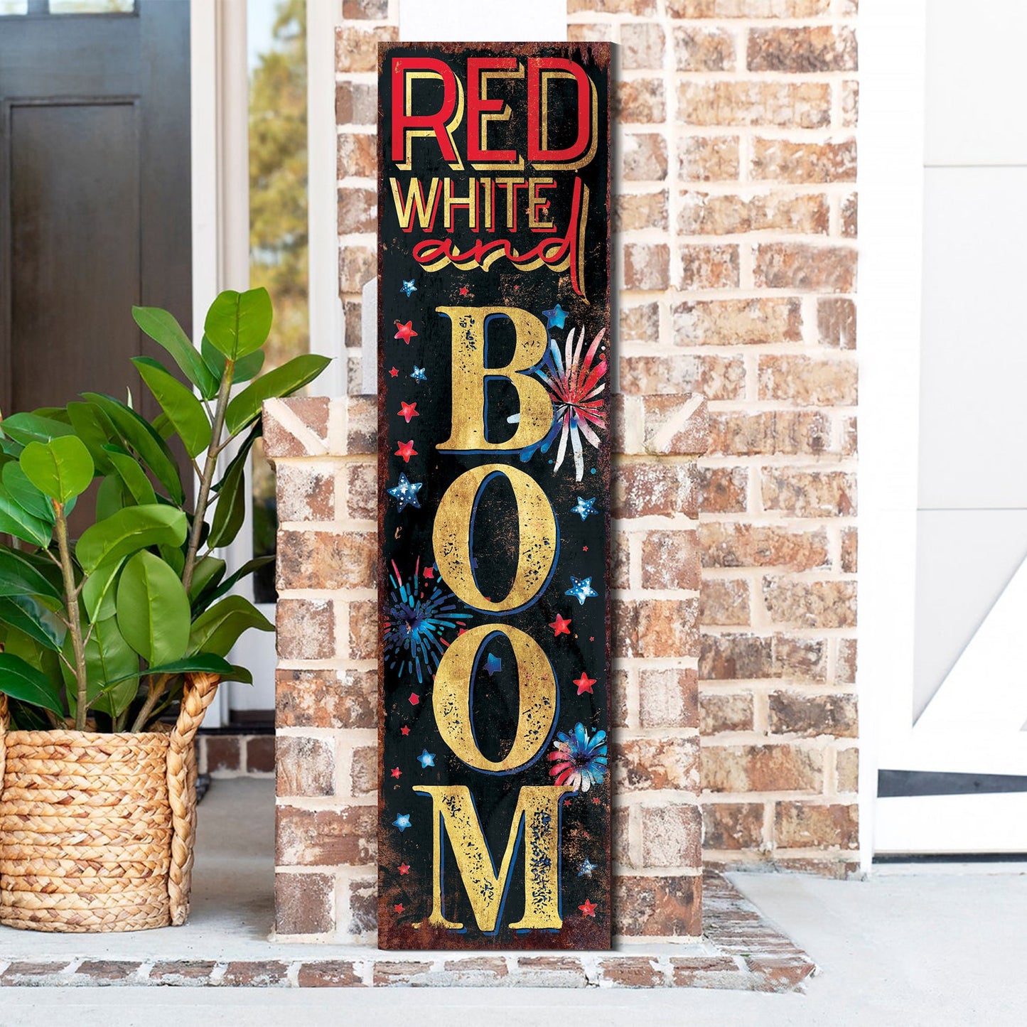 36in 4th of July Porch Sign - Rustic Farmhouse Decor - UV Protected, Reversible - Ideal for Door, Wall, Outdoor Entryway, Mantel