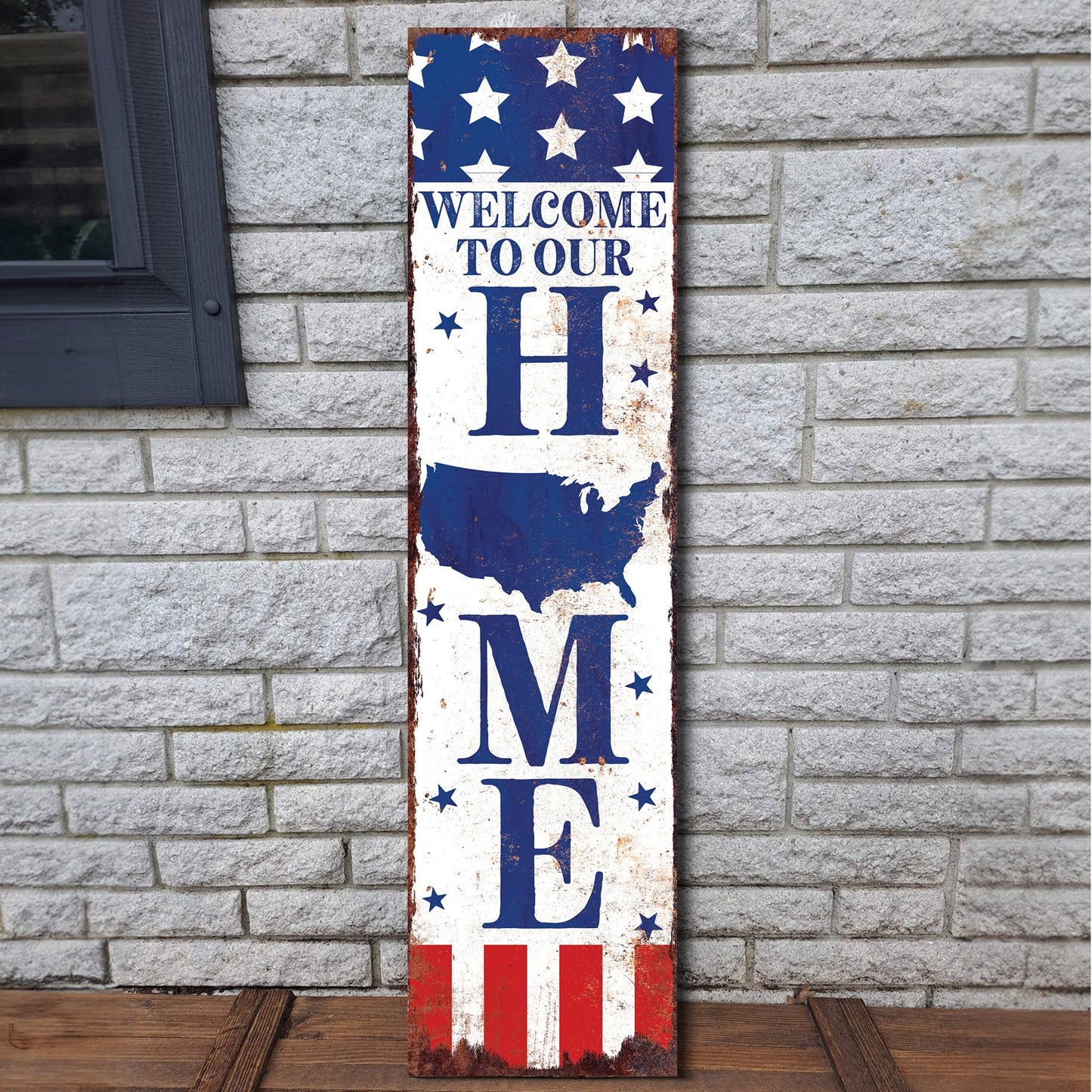 36in 4th of July Porch Sign - Rustic Farmhouse Decorative - UV Protected, Reversible - Ideal for  Mantel,  Outdoor Entryway, Wall, Door