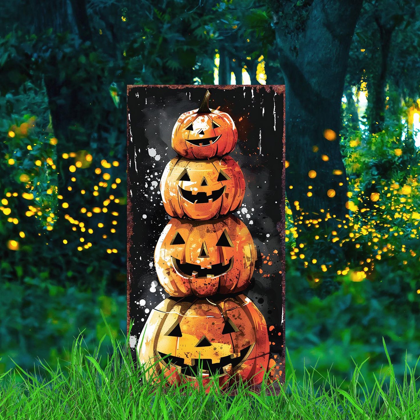 30-inch Halloween Jack O_ Lantern Garden Stake | Wooden Halloween Decor, Halloween Yard Decor, Halloween Garden Decor | Halloween Sign