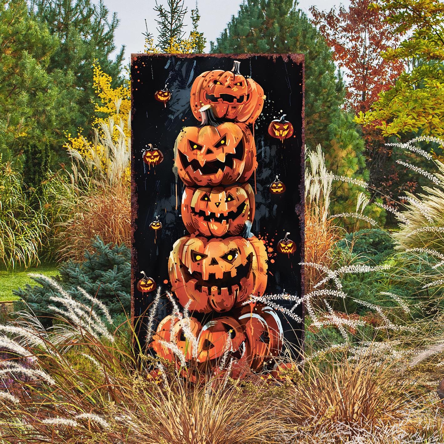 30-inch Halloween Jack O_ Lantern Garden Stake | Halloween Sign | Wooden Halloween Decor | Halloween Yard Decor, Halloween Garden Decor |