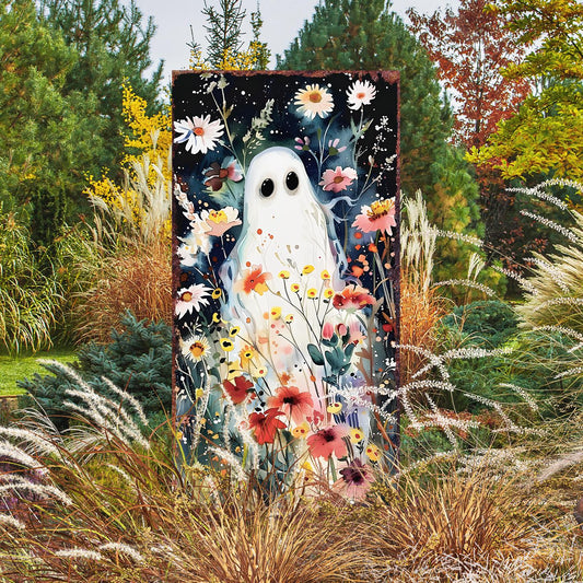 30in Wooden Halloween Ghost Garden Stake | Halloween Decor | Halloween Sign | Halloween Yard Decor | Halloween Watercolor Style Decor