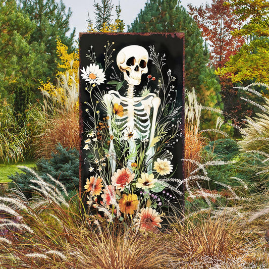 30inch Halloween Skeleton Garden Stake | Halloween Decor | Halloween Sign | Wooden Halloween Yard Decor | Halloween Watercolor Style Decor