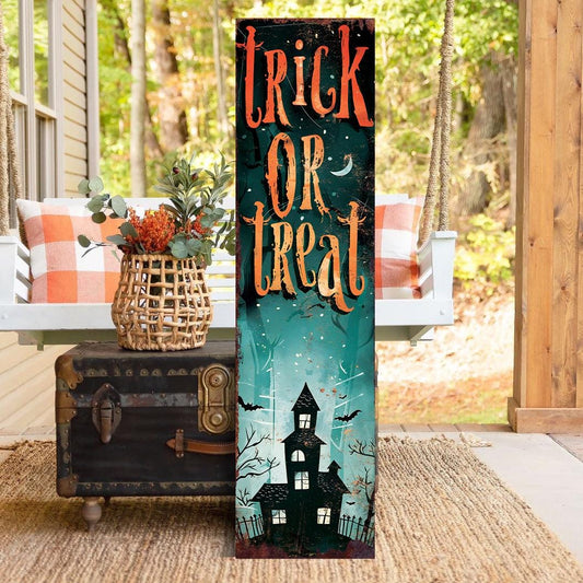 36in Trick or Treat Porch Sign - Front Porch Halloween Welcome Sign, Wooden Vintage Halloween Decoration, Halloween Decoration