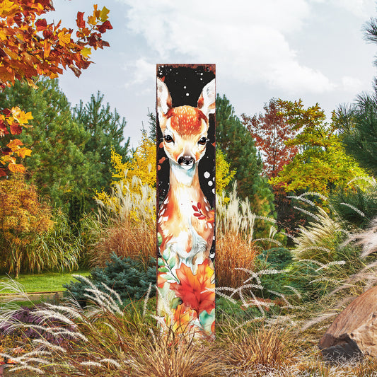 42in Fall Garden Stake - Watercolor Fall Baby Deer Decor - Ideal for Outdoor Decor | Yard Art and Garden Decorative