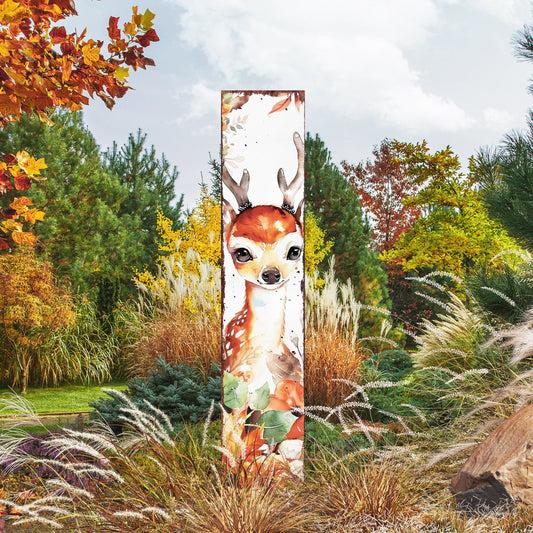 42in Fall Garden Stake - Watercolor Fall Baby Deer Decor - Ideal for Outdoor Decor - Yard Art and Garden Decorative