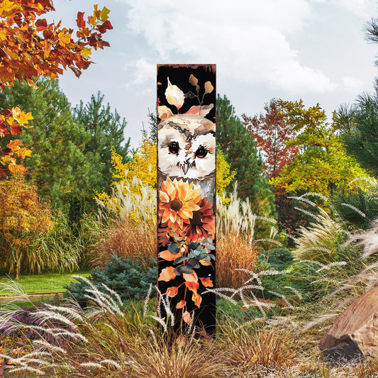 42in Fall Garden Stake with Watercolor Baby Owl - Perfect for Outdoor Decor, Yard Art, and Garden Decoration - Autumn Garden Accent