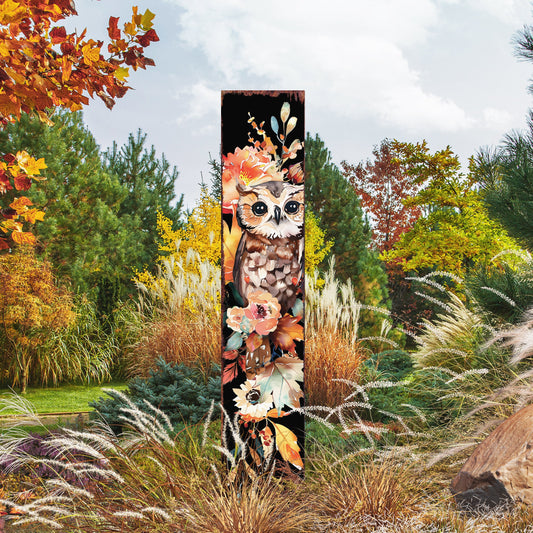 42in Fall Garden Stake - Watercolor Baby Owl - Perfect for Outdoor Decor- Yard Art - and Garden Decoration - Autumn Garden Accent